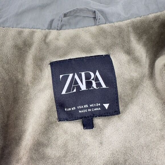Zara Women’s Tan Beige‎ Fleece Sherpa Sage Green Zip Jacket X Small Rare - Picture 9 of 10